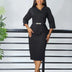 Church Dresses for Women Elegant Bodycon Dress Peplum 3/4 Sleeves Irregular Collar