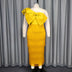 AOMEIDRESS One Shoulder Tassel Dresses Sexy Big Bow Ruffles Wedding Guest Occassion Yellow / S