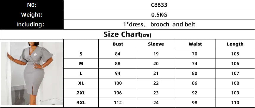 AOMEIDRESS Guest Wedding Party Dress V Neck Short Lantern Sleeve Belt