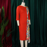 Women's Dress Autumn Long Sleeve Printed Splicing OL Office Commuter Work Dresses