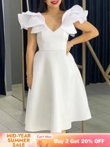 A Line Party Dresses Ruffles Sleeves for Women Church Occasion Event Gowns
