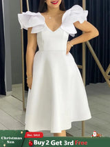 A Line Party Dresses Ruffles Sleeves for Women Church Occasion Event Gowns