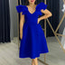 A Line Party Dresses Ruffles Sleeves for Women Church Occasion Event Gowns Blue / S