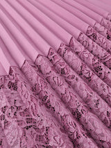 Women A Line Pleated Dress V Neck 3D Flower Patchwork Lace Autumn New