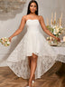 AOMEIDRESS Elegant White A Line Lace Strapless Dress For Bridal Shower