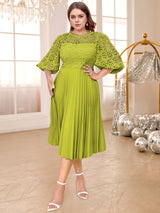 three quarter lantern sleeves dress