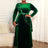 AOMEIDRESS Luxury A Line Velvet Dress Peplum Belt Church Party Gowns DarkGreen / L