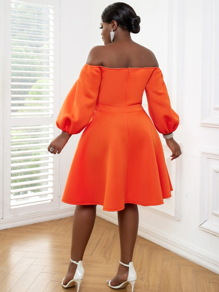 Orange mini a-line swing dress for women