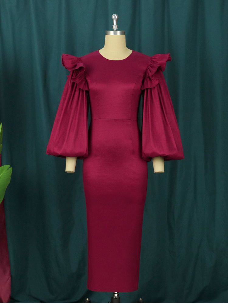 Wine Red Bodycon Maxi Dress for Party