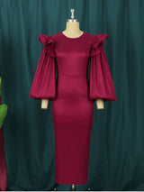 Wine Red Bodycon Maxi Dress for Party