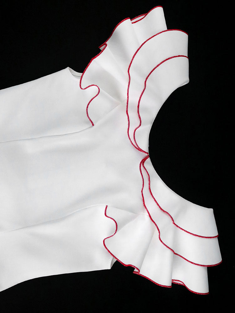 AOMEIDRESS Colorblock Two Piece Set Ruffles Top Mermaid Skirt