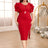 red o neck midi dresses for women