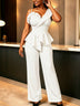 AOMEIDRESS Women Stylish One Shoulder Jumpsuit Irregular Neck Peplum