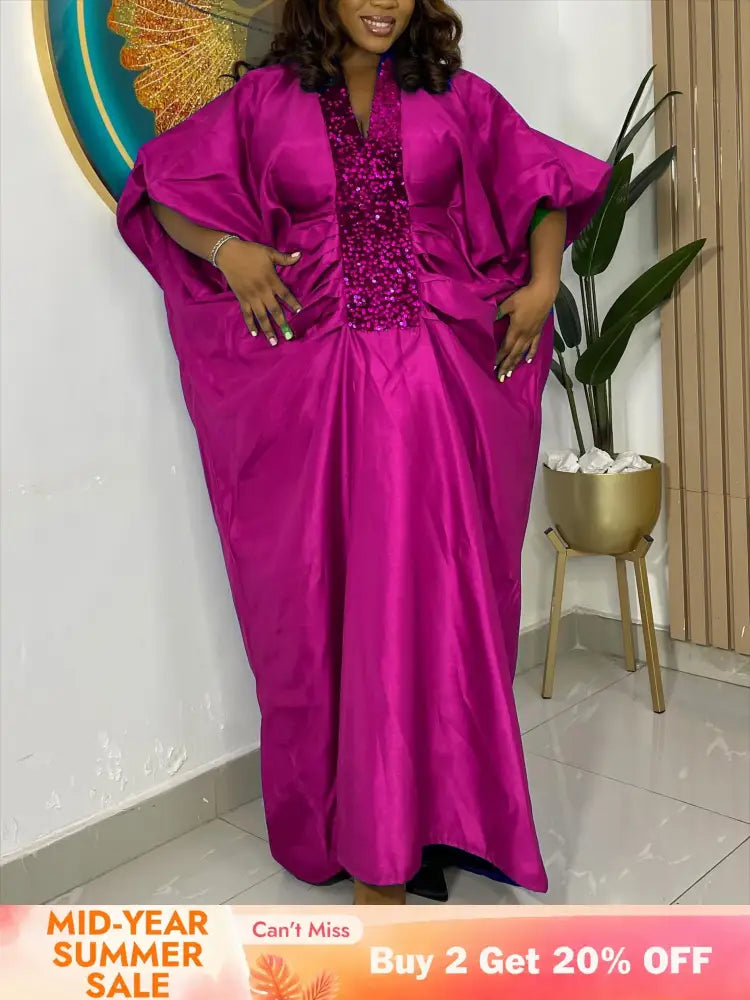 African Dresses for Women Elegant Shiny Bubu Dresses Sequined Patchwork