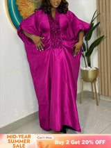 African Dresses for Women Elegant Shiny Bubu Dresses Sequined Patchwork