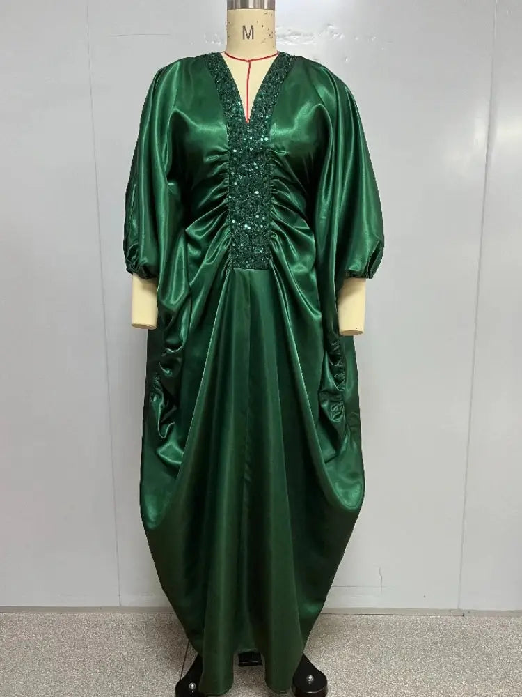 African Dresses for Women Elegant Shiny Bubu Dresses Sequined Patchwork