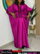 African Dresses for Women Elegant Shiny Bubu Dresses Sequined Patchwork