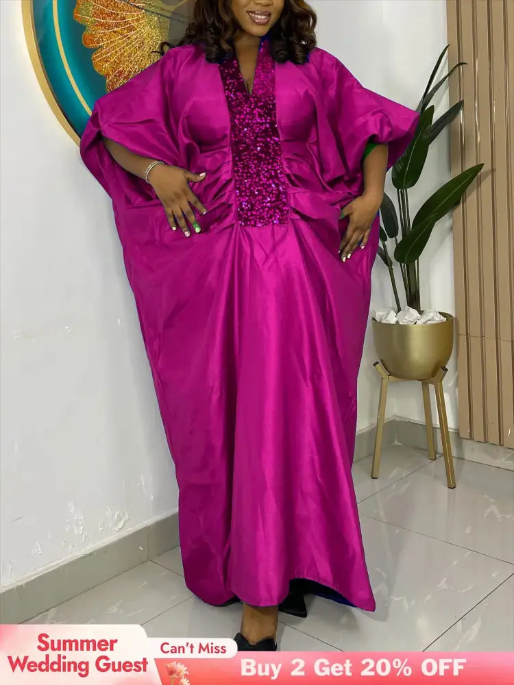 African Dresses for Women Elegant Shiny Bubu Dresses Sequined Patchwork