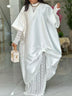 African Elegant Shiny Bubu Dresses Women Two Pieces Set Lace Inside Dress White / S