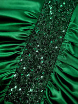 African Green Dresses Women Elegant Shiny Bubu Dresses Sequined Robes