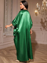 African Green Dresses Women Elegant Shiny Bubu Dresses Sequined Robes