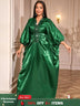 African Green Dresses Women Elegant Shiny Bubu Dresses Sequined Robes Green / One Size