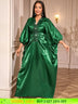 African Green Dresses Women Elegant Shiny Bubu Dresses Sequined Robes Green / One Size