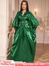 African Green Dresses Women Elegant Shiny Bubu Dresses Sequined Robes Green / One Size