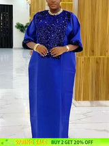African Shiny Sequined Boubou Dresses Women Kaftan Church Clothing