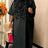 African Shiny Sequined Boubou Dresses Women Kaftan Church Clothing Black / One Size