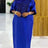 African Shiny Sequined Boubou Dresses Women Kaftan Church Clothing Blue / One Size
