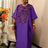 African Shiny Sequined Boubou Dresses Women Kaftan Church Clothing Purple / One Size