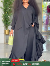 African Two Pieces Set Elegant Bubu Dresses Women High Waist Wide Leg Pants