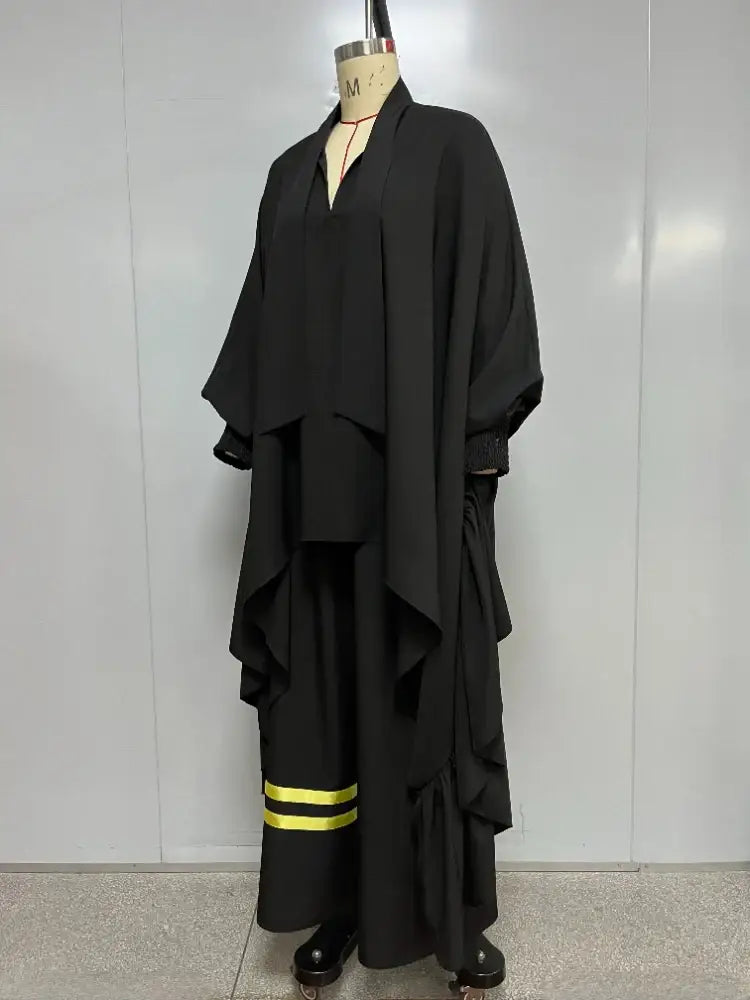 African Two Pieces Set Elegant Bubu Dresses Women High Waist Wide Leg Pants