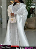 African Two Pieces Set Elegant Women Bubu Dresses Lace Inside Dress WHITE / S