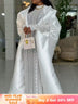 African Two Pieces Set Elegant Women Bubu Dresses Lace Inside Dress WHITE / S