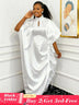 African Women Elegant Shiny Boubou Dresses Loose Traditional Clothing White / One Size