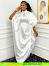 African Women Elegant Shiny Boubou Dresses Loose Traditional Clothing White / One Size