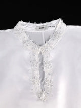 African Women Elegant Shiny Boubou Dresses Loose Traditional Clothing White / One Size