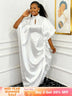 African Women Elegant Shiny Boubou Dresses Loose Traditional Clothing White / One Size