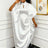 African Women Elegant Shiny Boubou Dresses Loose Traditional Clothing White / One Size