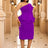 AOEMI Women Beading Mesh Patchwork Party Dress Midi Purple / S