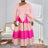 AOMEI Asymmetrical Collar Pink Dress A Line Midi