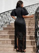 half high collar high waist dress