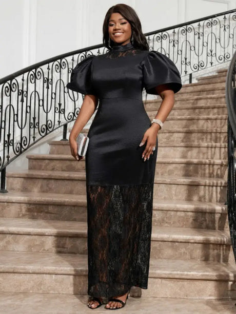 short puff sleeves pencil dress