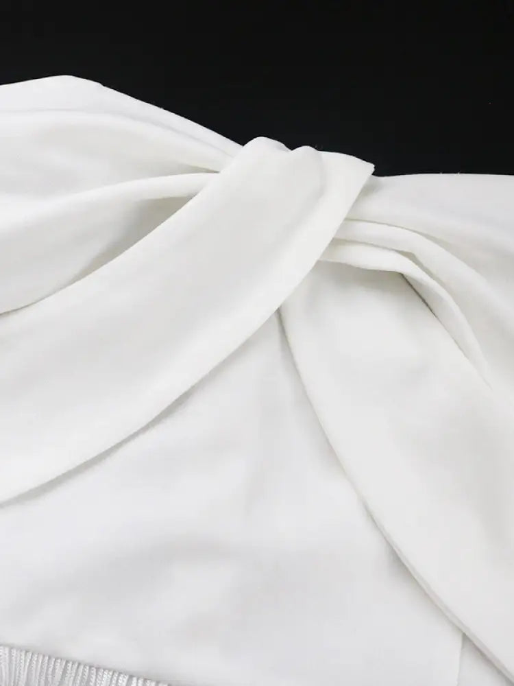 AOMEI Chest Wrap Off Shoulder Dresses Backless Bodycon Fringed Party High Waist