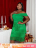 AOMEI Chest Wrap Off Shoulder Dresses Backless Bodycon Fringed Party High Waist Green / S