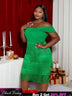 AOMEI Chest Wrap Off Shoulder Dresses Backless Bodycon Fringed Party High Waist Green / S