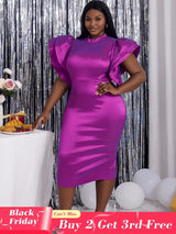 AOMEI Flare Sleeve Shiny Bodycon Party  Dresses