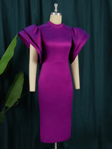 AOMEI Flare Sleeve Shiny Bodycon Party  Dresses